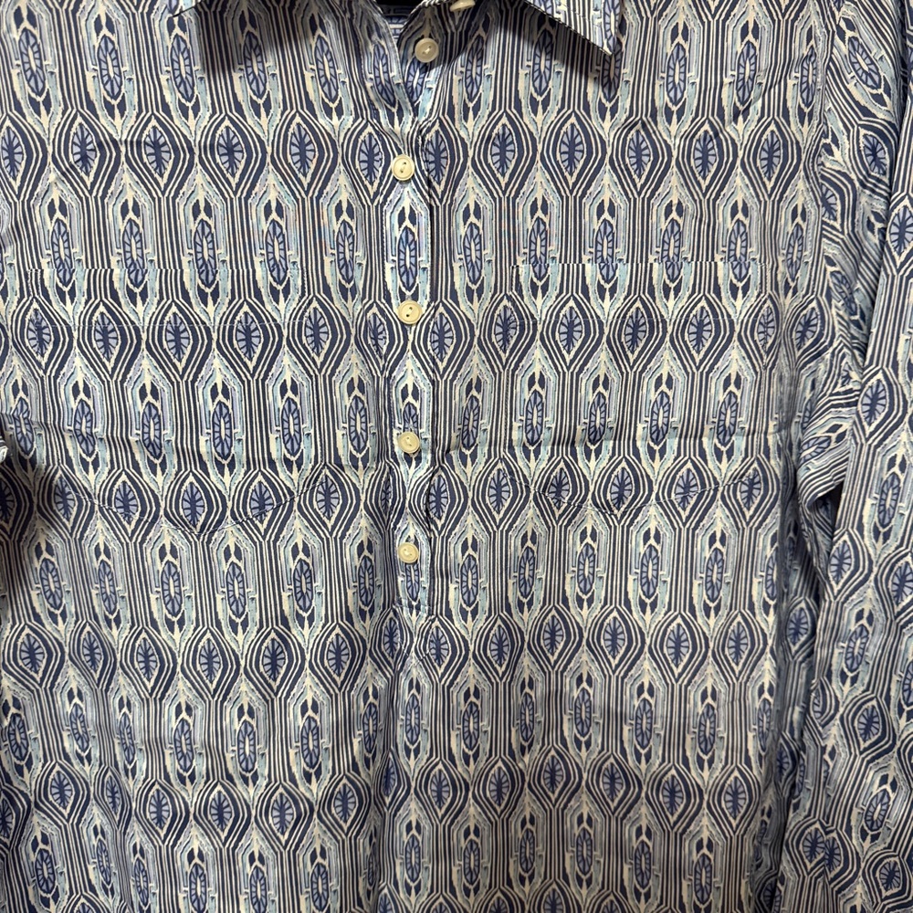 Pendleton Silk Cotton Blend Blue Patterned Button Shirt Sz M - Picture 3 of 6